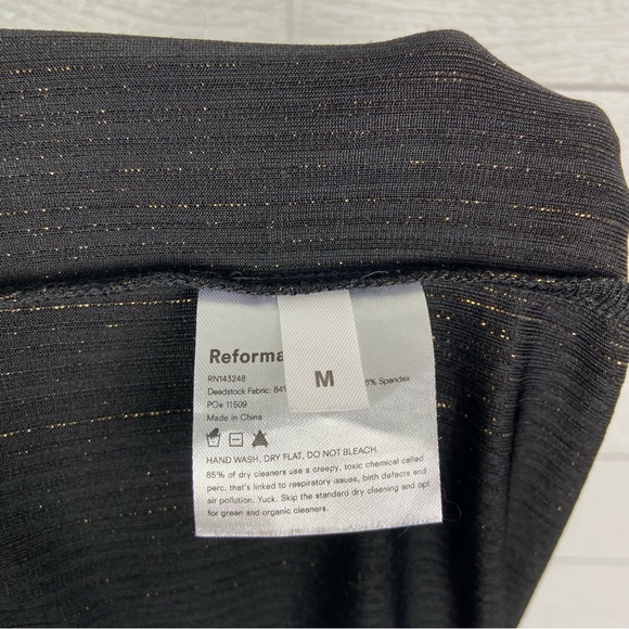 REFORMATION Alix Pant Black Gold Sparkle Metallic Shimmer Crop Kick Flare Medium - Picture 6 of 6